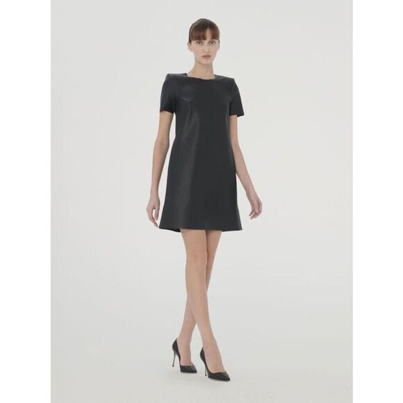 NWT Wolford Rosenthals Black Vegan Leather Mini Dress Size 4 $810 MSRP - Picture 1 of 6
